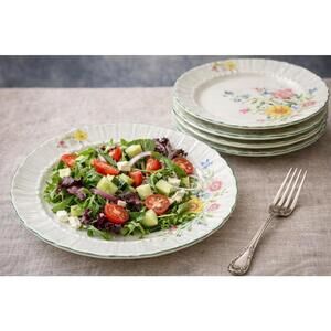 Mitterteich Bavaria Germany 1940s Floral Wildflower Salad Plates Set of 6, 8”